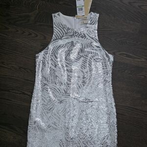 Silver Sequin Sleeveless Dress